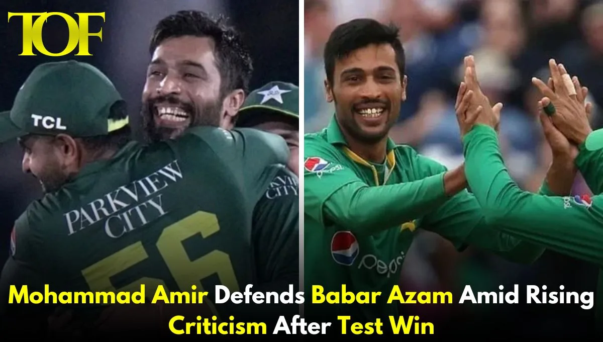 Images of Muhammad Amir and Babar azam