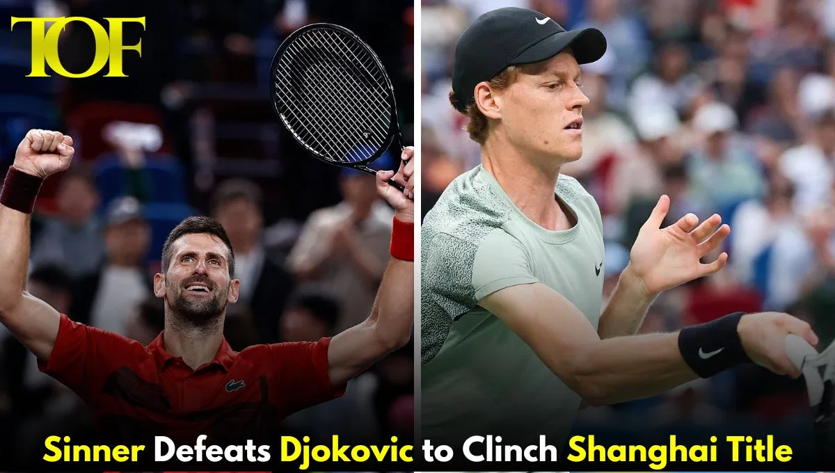 Images of Sinner and Djokovic in Shanghai Final Match