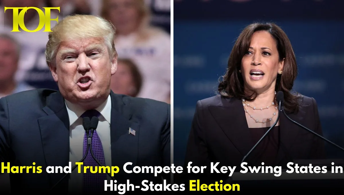 Images of Kamala Harris and Donald Trump