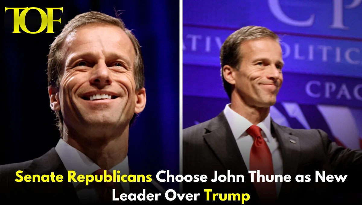 Images of John Thune and Donald Trump