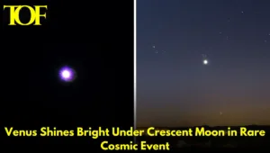 Images of Venus Shines Bright Under Crescent Moon